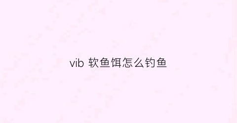 vib 软鱼饵怎么钓鱼